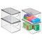 mDesign Plastic Office Storage Bin Box with Lid and Handles, 4 Pack